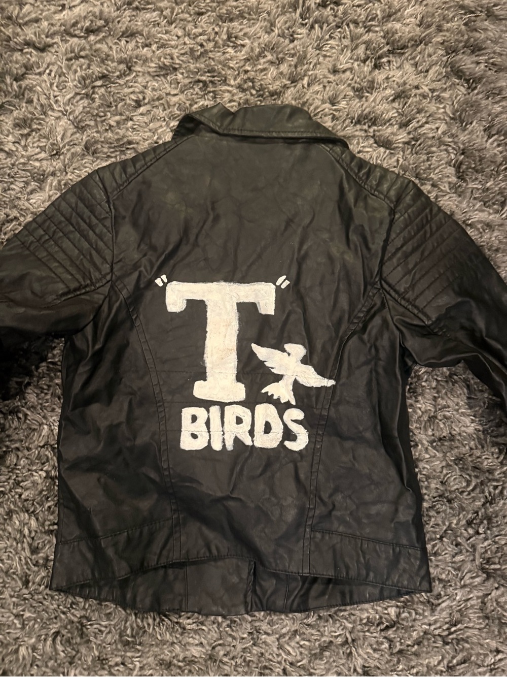 H&M Black Jacket with White 'T Birds' Back Graphic